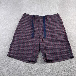 J Crew Shorts Mens 34 Red Blue Vintage Tartan Plaid Field Chino‎ Drawstring NEW